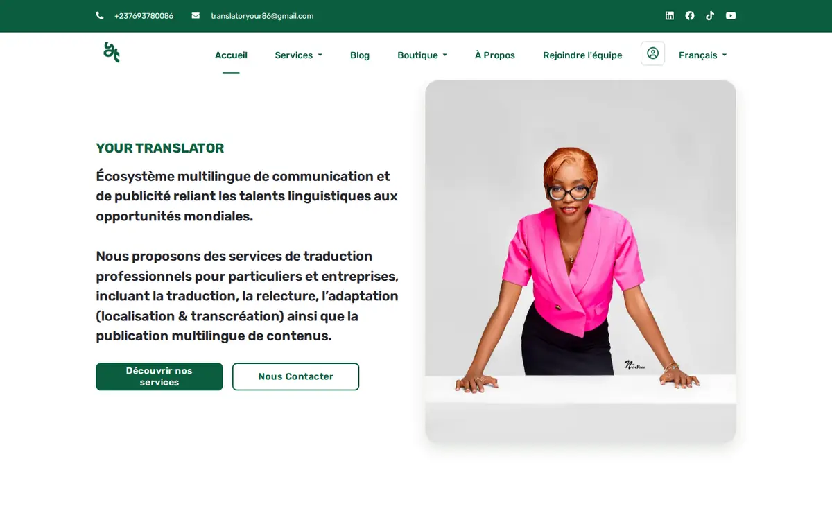 Capture d'écran du site ItsYourTranslator