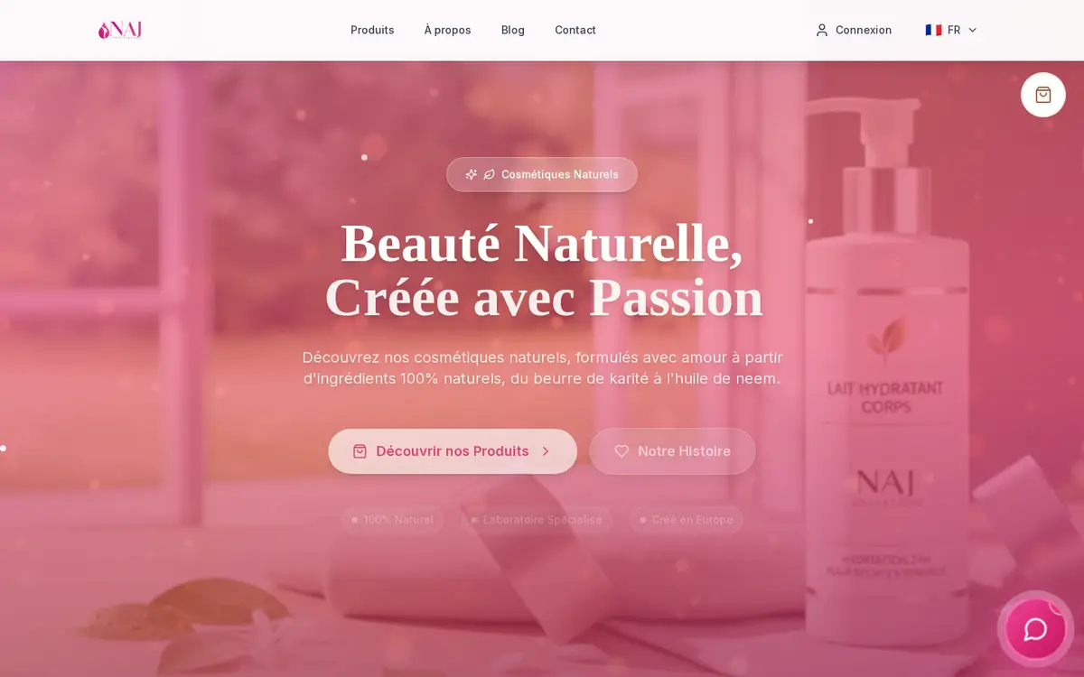Capture d'écran du site Naj Cosmétique