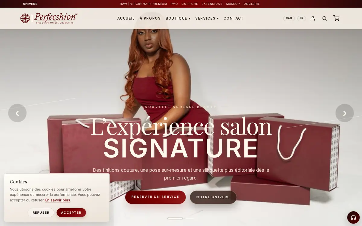 Capture d'écran du site Perfecshion